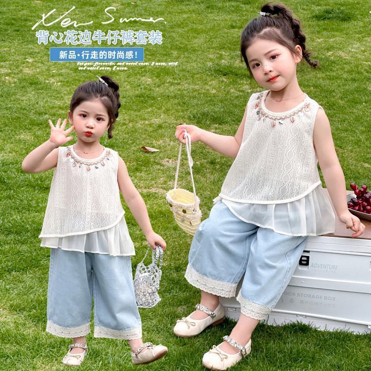 折扣专区清仓撤柜女童夏套装2025新款女宝宝夏季时尚时髦薄款牛仔
