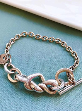 潘家s925银心意交织手链扭曲打结之心个性珠宝时尚饰品情侣礼物女