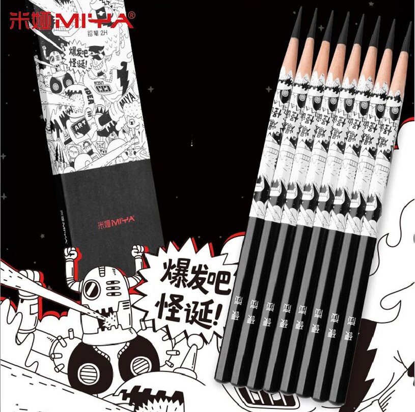 米娅怪诞六菱炭笔素描笔手绘美术生专用软中硬炭笔学生用绘画铅笔
