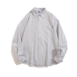 CityBoy日系廓形条纹宽松全棉长袖衬衫501-2-CS005-P50图片