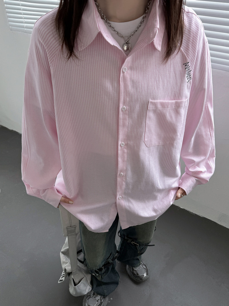 全棉条纹刺绣衬衫501-2-CS1012-P58控78,男装衬衫,星座501-2
