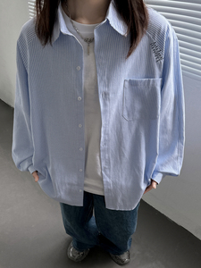 全棉条纹刺绣衬衫501-2-CS1012-P58控78图片