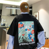 后背花卉印花短袖T恤501-2-TX028-P28，男装T恤，星座501-2
