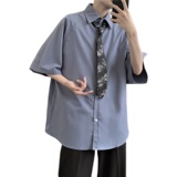 送领带~腰果花领带DK制服衬衫宽松短袖衬衣501-2-CS06-P45，男装T恤，星座501-2
