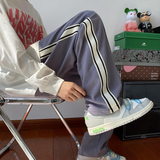 四季款侧边织带条纹垂感直筒休闲卫裤501-2-KZ206-P50，男装休闲裤，星座501-2