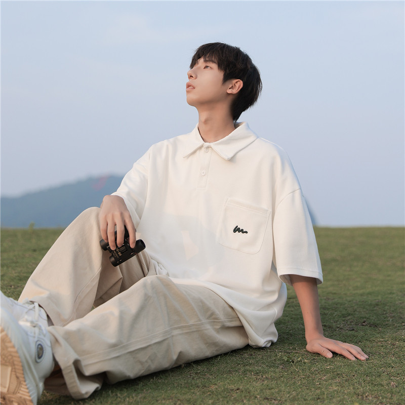 夏季重磅POLO衫刺绣宽松短袖T恤501-2-T1005-P50控68,男装Polo衫,星座501-2