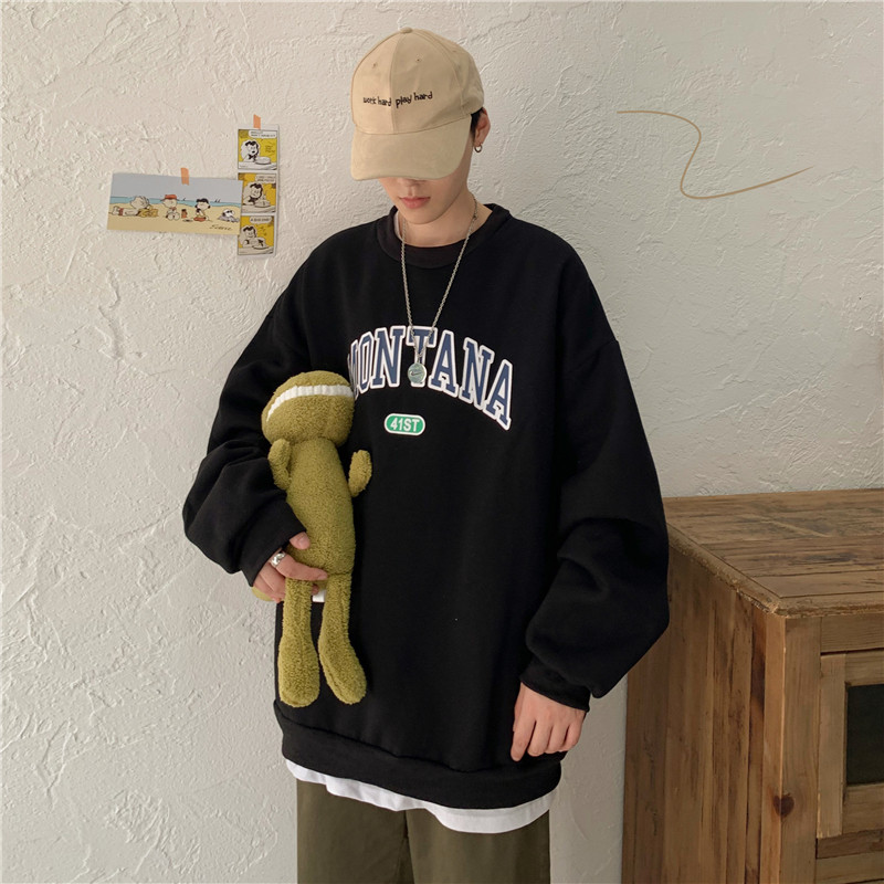 秋冬新款简约字母印花宽松圆领卫衣男501-2-T7311-P40,男装卫衣,星座501-2