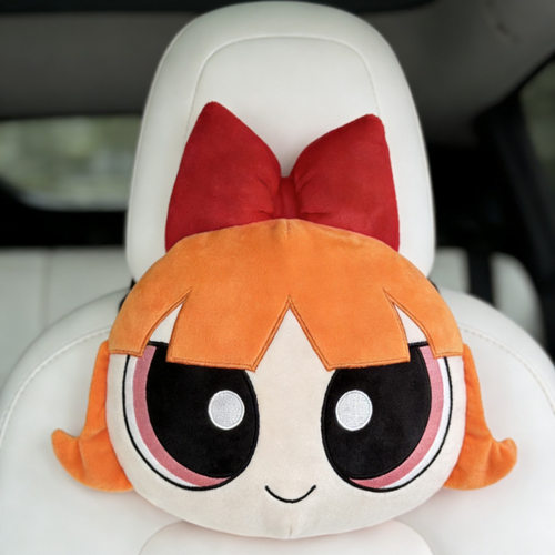 飞天小女警卡通可爱女士汽车头枕舒适护颈枕靠枕个性时尚车用头靠