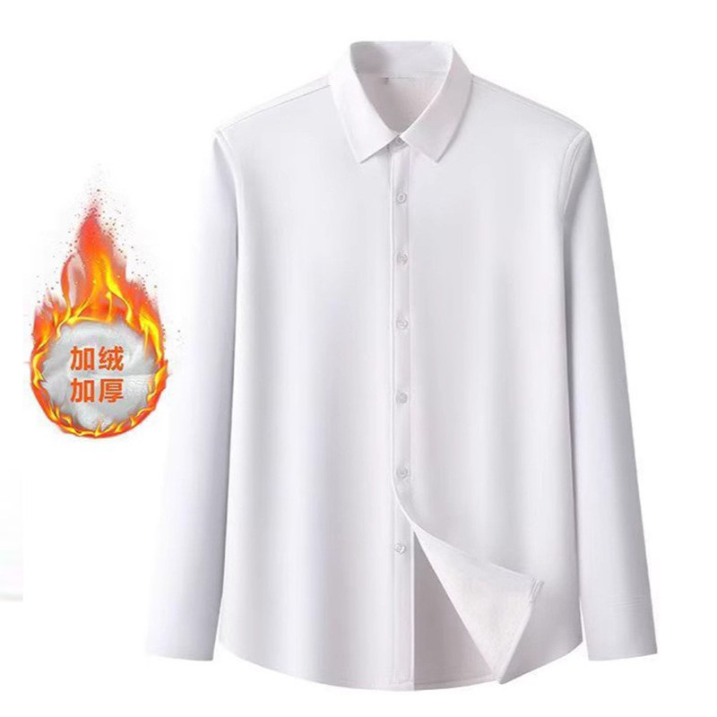 男童白衬衫长袖秋冬加厚加绒衬衣女儿童中大童学生校服园服班服