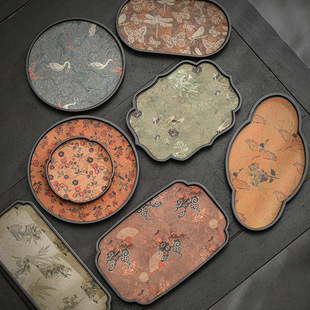 织锦重竹壶承台竹制复古茶盘托盘中式复古茶具收纳盘隔热茶席茶托