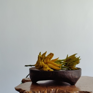 中式大号放新鲜佛手柑瓜果的托盘清供高脚高颜值实木桌面装饰茶室