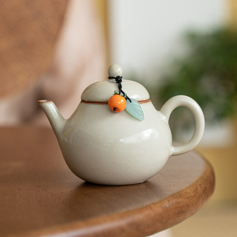 柿业有成柿子吉祥玉石吊坠挂件精致手工编织饰品莲子茶壶配件茶具