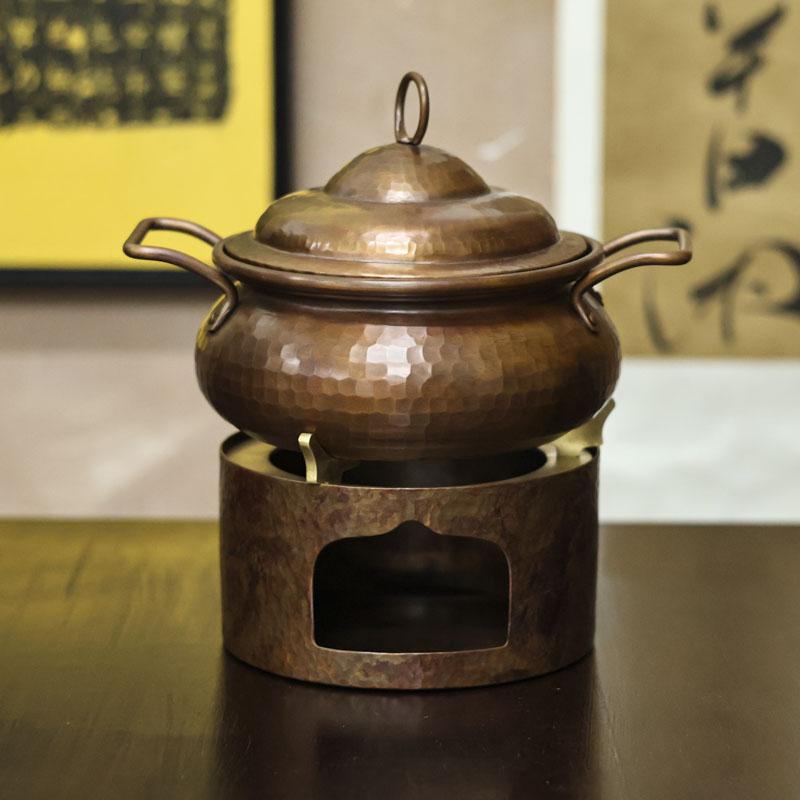 纯手工鼓型纯铜炭炉煮茶炉