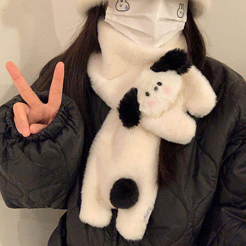 帕恰狗毛绒手套ins原宿风小众女高颜值保暖防寒加厚挂脖手套