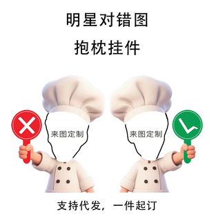 明星厨师手举牌定制对错牌抱枕挂件毛绒布艺钥匙扣双面应援物