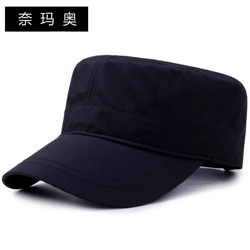 奈玛奥帽子男士鸭舌帽夏天韩版速干平顶帽户外运动棒球帽军绿遮阳