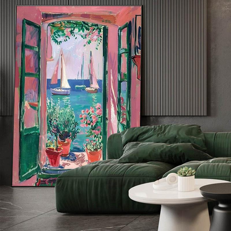 马蒂斯Matisse窗外风景野兽派装饰画抽象画客厅过道走廊装饰壁画