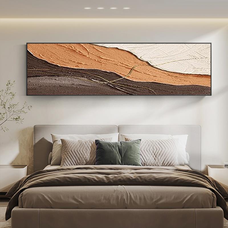 手绘油画 画《流川》床头画 画横幅客厅沙发背景墙装饰画 画抽象图片