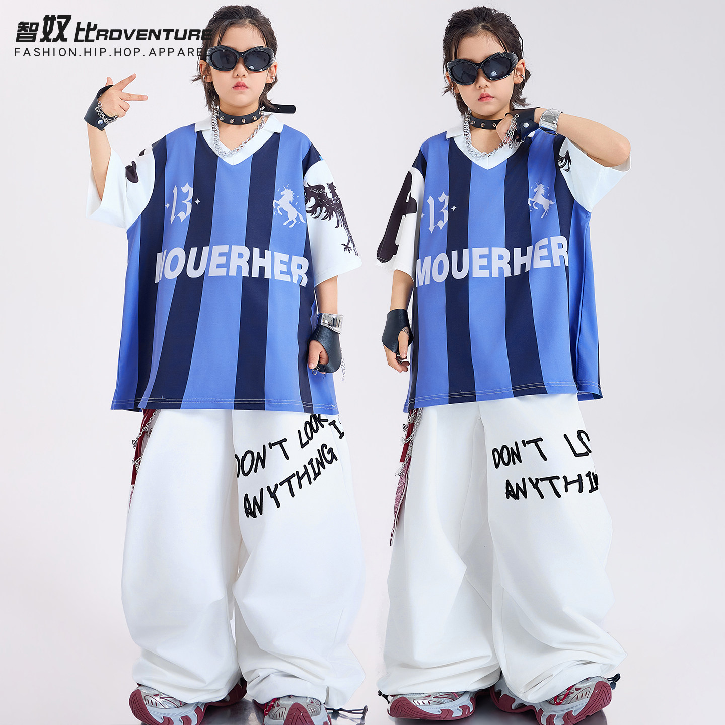 街舞儿童潮服男童嘻哈短袖演出服hiphop女童舞蹈小学生运动会班服