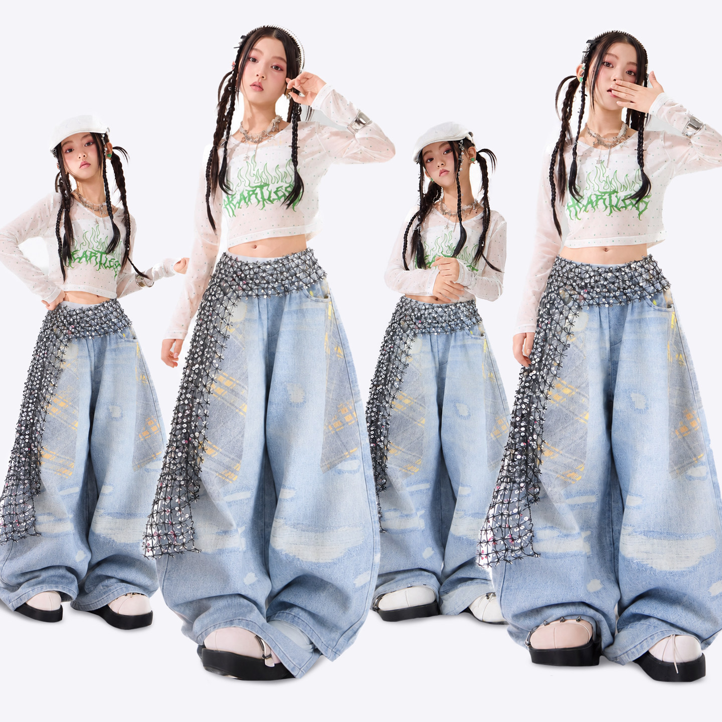 爵士舞服装女童女团练功套装少儿