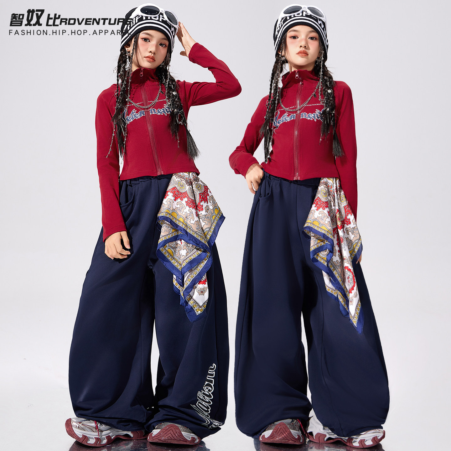 爵士舞服装女童潮酷jazz红色高领