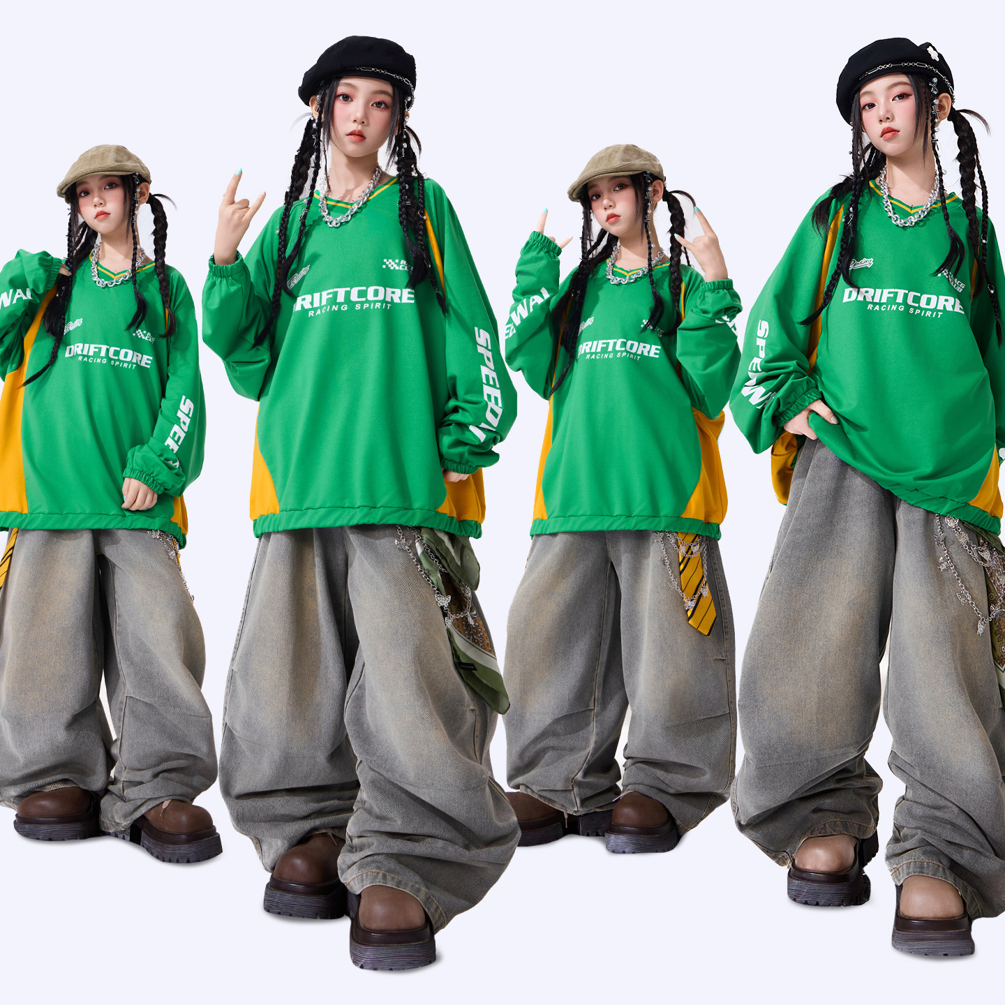 jazz女团新款潮酷舞蹈练功服绿色
