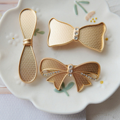 宋锦蓝染刺绣新中式 底托包布螺钿点翠蝴蝶结多钻弹簧夹新款 发夹