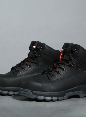 40-48】头层牛皮钢头防砸waterproof防水耐磨防滑中帮工装靴大码