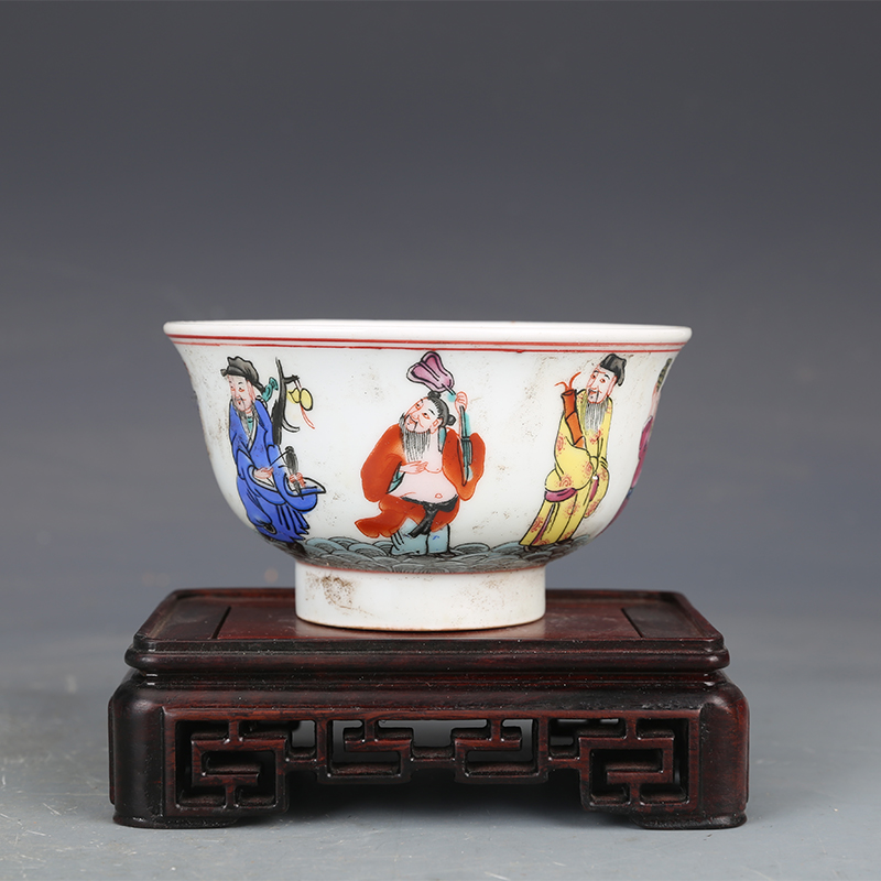 粉彩八仙纹景德镇碗五六七老厂瓷国营瓷厂瓷器民族碗包老瓷器老货