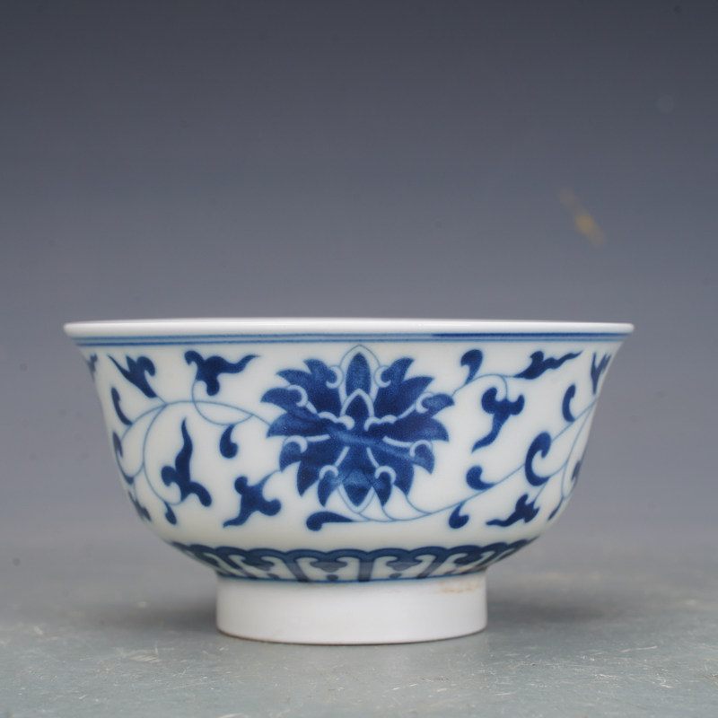 清康熙瓷器青花缠枝莲碗仿古瓷器古董古玩旧货老货收藏
