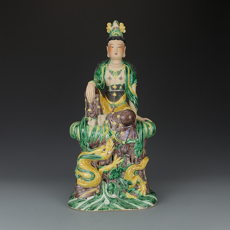 明永乐法华彩雕塑瓷坐佛 古董复古瓷古玩收藏地窖藏品摆件