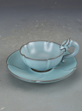 宋汝窑天蓝釉茶杯茶盏 仿古瓷器古董古玩老货五大名窑收藏