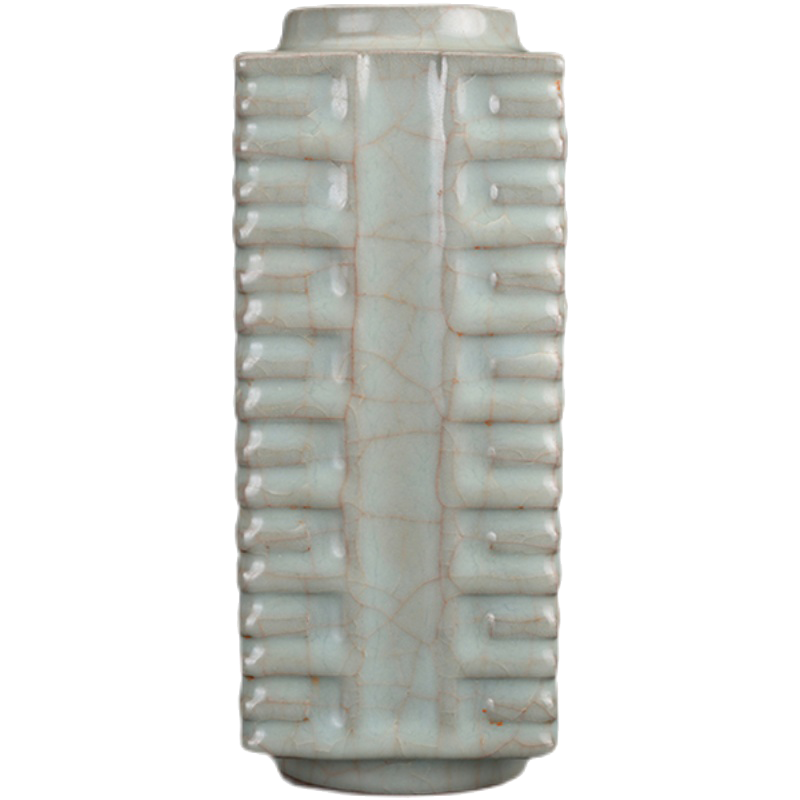 宋瓷宋官窑青釉琮式瓶仿古瓷器古董古玩五大名窑收藏陶瓷花瓶