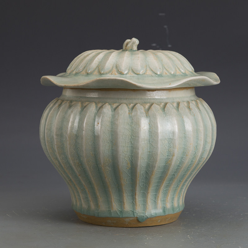宋湖田窑青釉南瓜罐古董古玩收藏真品复古瓷器老物件瓷器摆件老货