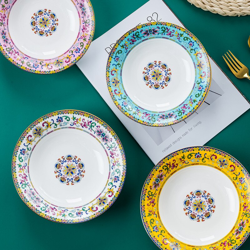 清乾隆瓷器珐琅彩汤盘菜盘仿古瓷器古董古玩明清老瓷器收藏