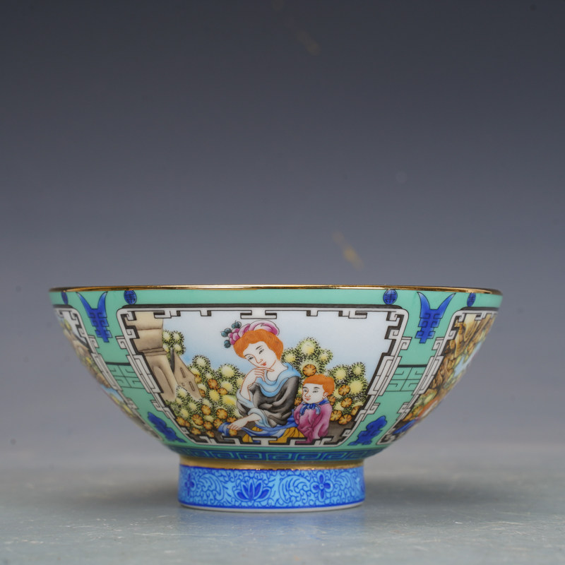 清乾隆瓷器珐琅彩西洋人物碗仿古瓷器古董古玩旧货老货收藏摆件