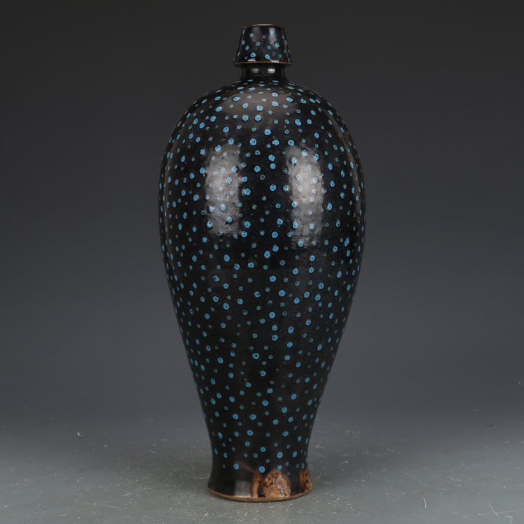 宋洪山窑 介休窑黑釉点彩梅瓶老酒瓶 古董古玩收藏品老货旧货宋瓷