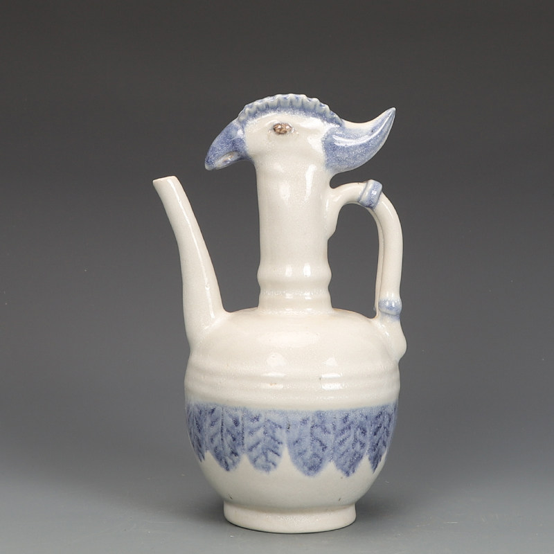 唐代邢窑白瓷青花执壶茶壶古董古玩包老瓷器旧货老货收藏陶瓷摆件