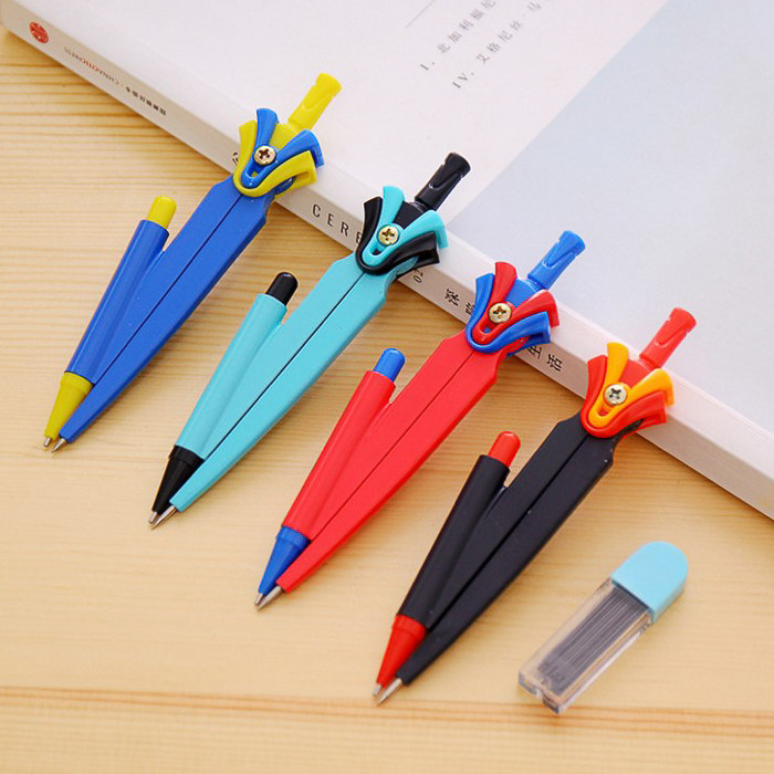 卡通圆规套装学生专用小清新糖果色韩版创意盒装多功能绘图文具