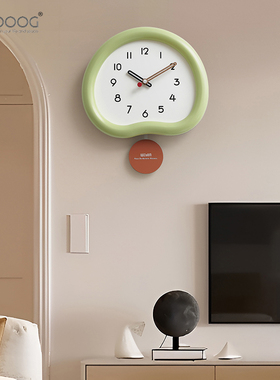 EMITDOOG免打孔现代简约创意钟表挂钟客厅艺术大气摇摆时钟装饰墙