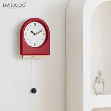 EMITDOOG免打孔轻奢现代网红钟表挂钟客厅家用创意时尚时2025新款