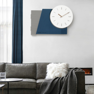 EMITDOOG家用遮挡电表箱装 创意客厅 饰画带钟表现代墙面挂钟时尚