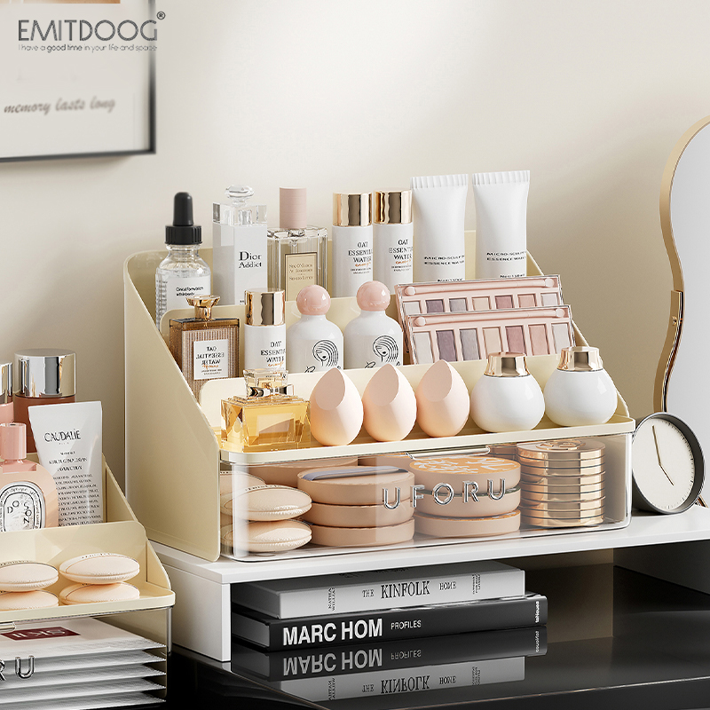 多薏米化妆品高级感收纳盒桌面日常护肤品防尘置物架大容量展示盒