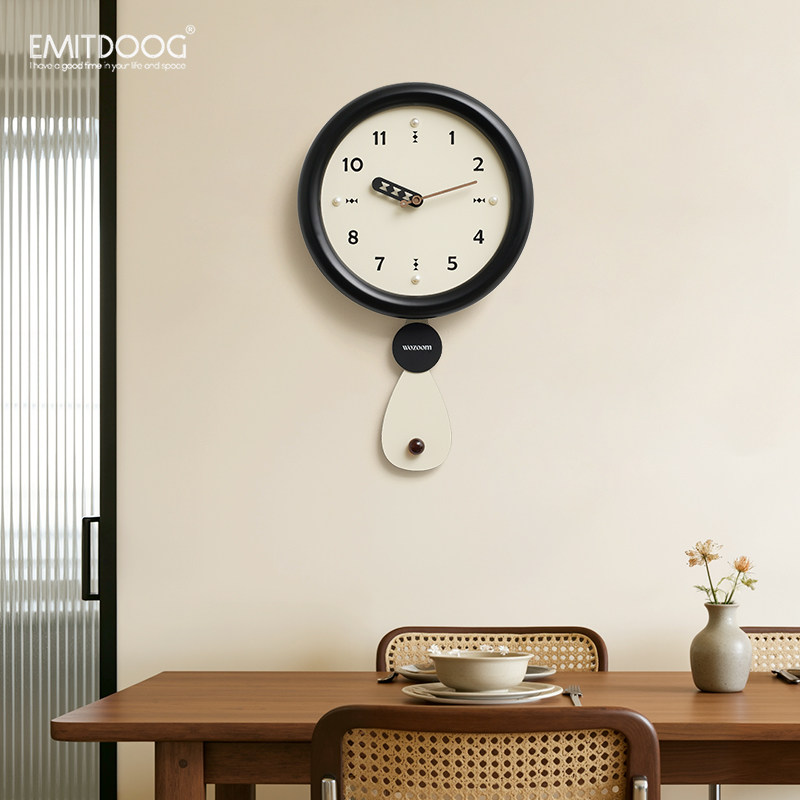 EMITDOOG免打孔中古风挂钟客厅家用大气创意时钟表挂墙2026新款,家居饰品,挂钟,淘宝优惠券,粉丝福利购,淘宝优惠卷