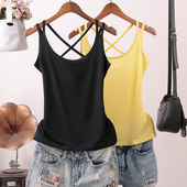 夏季 黑色 打底衫 外穿冰丝薄款 莫代尔交叉美背吊带背心女内搭修身