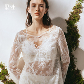 LIVARY 衫 MIO Shadows一字领蕾丝长袖 透视镂空上衣 浮影 里性