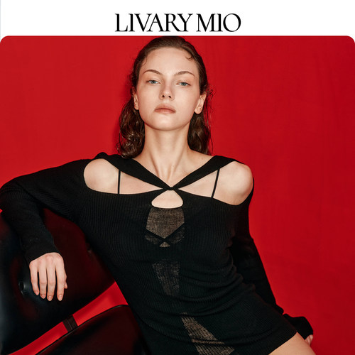 里性 LIVARY MIO 新愿 镂空性感微透纯羊毛两穿针织打底衫保暖衣