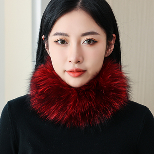 韩版狐狸毛围巾车条款冬季皮草脖套针织内里保暖加厚围脖弹力发带