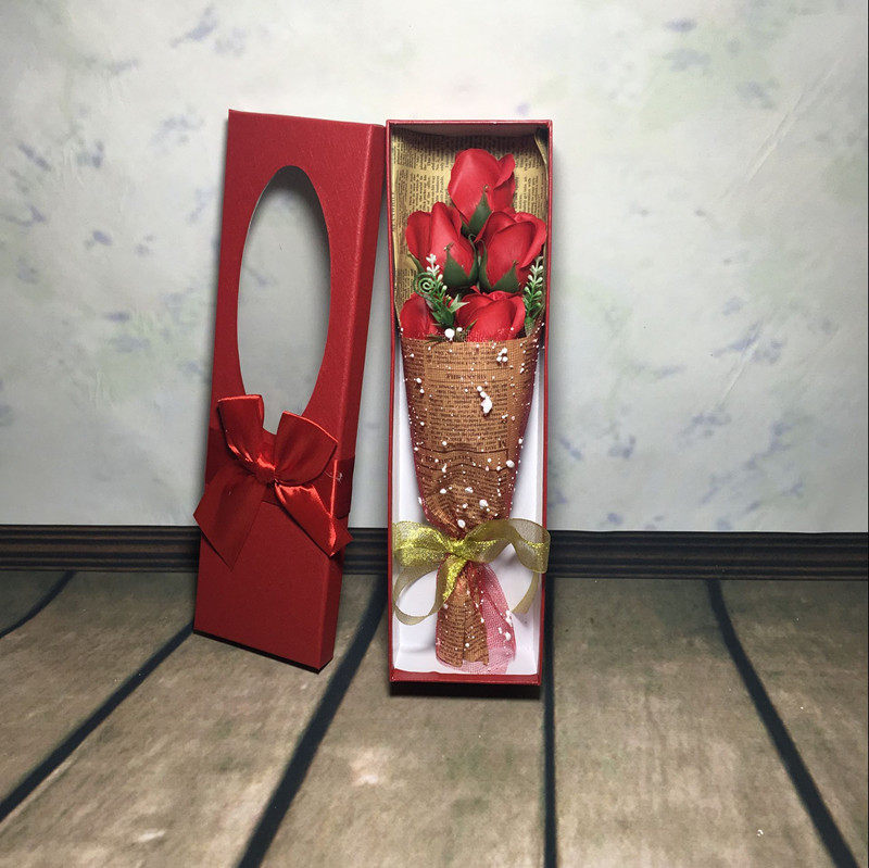 青岛七夕节礼物创意礼品5朵香皂花玫瑰礼盒花束生日礼物包邮