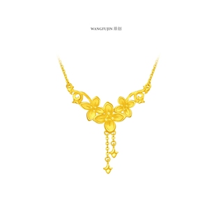 调太幅18K金丁香花流苏项链 女优雅朵朵花开新中式纯银锁骨链礼物
